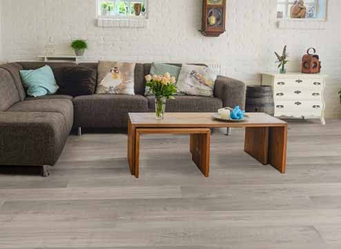 TritonCORE wood-look waterproof vinyl flooring in modern, white kitchen