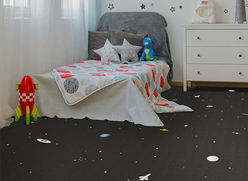 Space vinyl floor tiles in kid's room