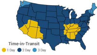 map of shipping transit times