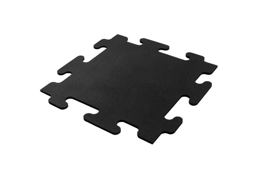 American Floor Mats Single Border Tile 3/4 Inch Thick Warrior Extreme Duty Rubber Flooring Interlocking Rubber Tiles Solid Black 