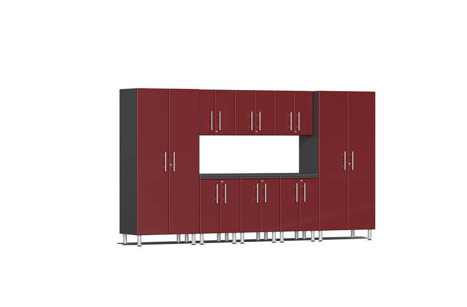 Ulti-MATE Garage 2.0 9-PC Kit w/ Recessed Worktop - Ruby Red Metallic