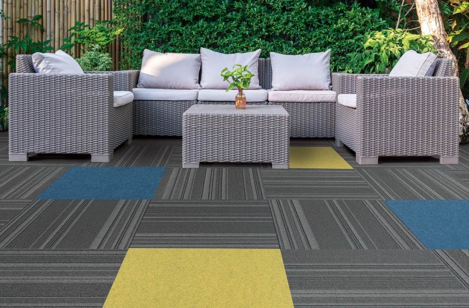 Peel & Stick Accent Carpet Tile - Matisse, Goldenrod, & On Trend in Shadow - view 2