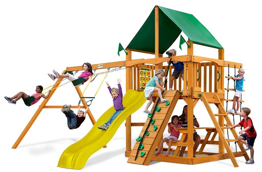 Chateau Swing Set - Deluxe Green Vinyl Canopy