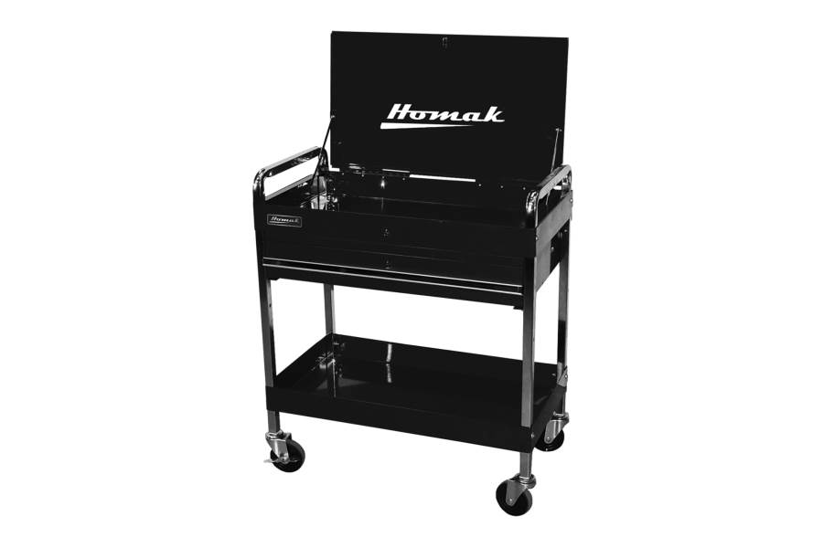 Homak Pro 1-Drawer Flip Top Service Cart - Black