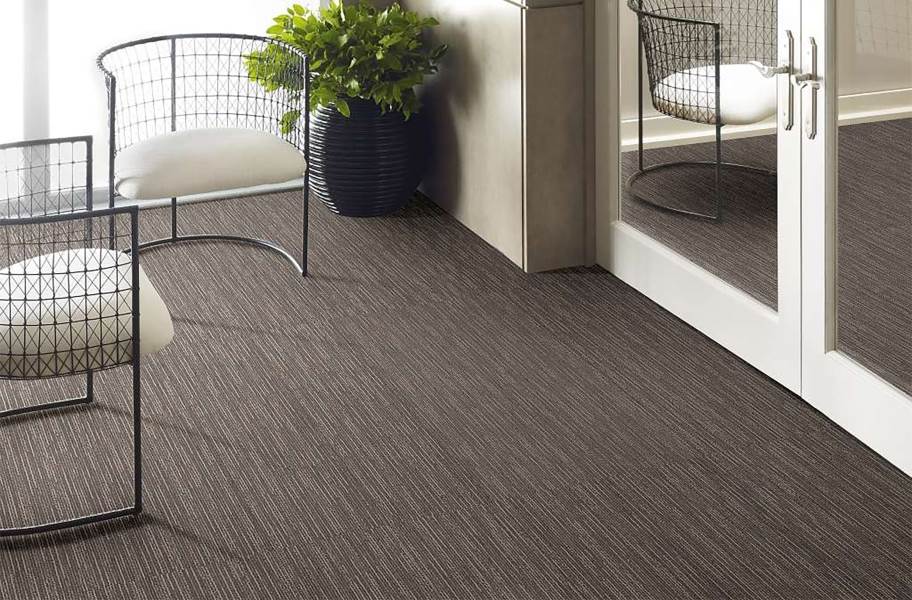 Shaw Floorigami Striation Carpet Plank - Gray Furrow