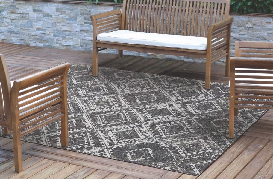 Ikat Indoor Outdoor Rug Boho Area Rugs, Can You Put An Outdoor Rug On Composite Decking