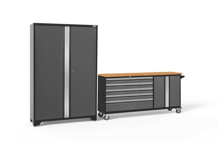 NewAge Bold Series 2-PC Cabinet Set - Gray / Bamboo