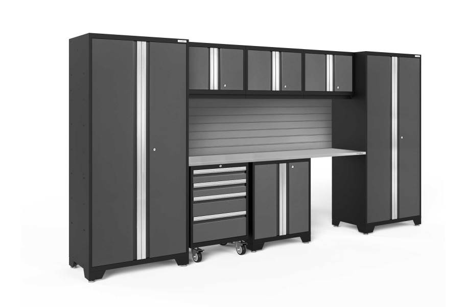 NewAge Bold Series 8-PC Cabinet Set - Gray / Steel