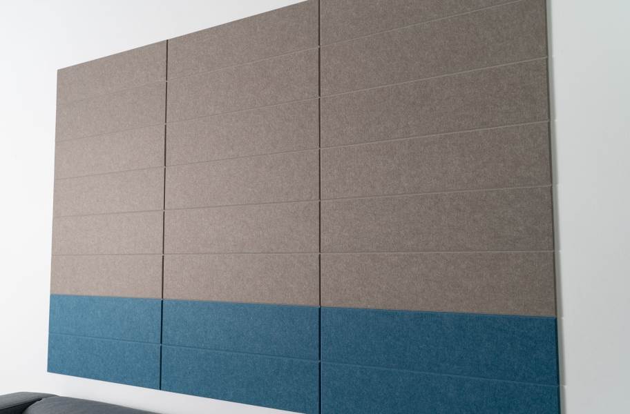 Felt Right Shiplap Acoustic Wall Tiles - Stacked Ash and Blue