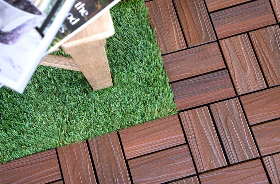 Helios Composite Deck Board Tiles - 8 Slat + Artificial Grass Deck Tile - view 2