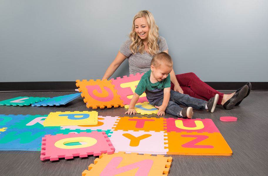 Type 03 HOUTBY Extra Large Tiled Foam Alphabet Puzzle PlayMat Baby Crawling Rug Kids Play Exercise Floor Mat with Fence 
