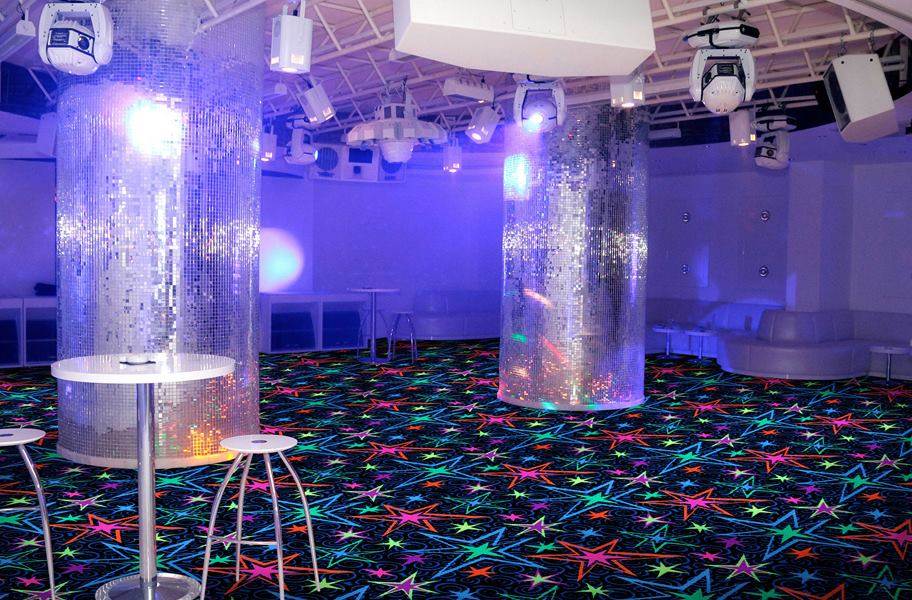 Joy Carpets Neon Lights Big Bang Tile - Under black light