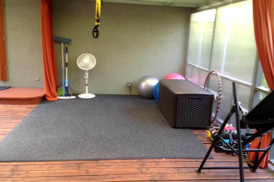 Customer review image of  in Covered deck as a gym area.